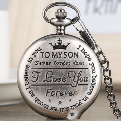 Engraved Vintage Commemorative Quartz Gift Pocket Watch