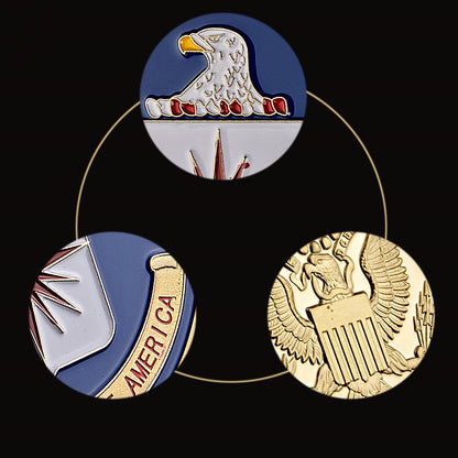 America Military US Central Intelligence Agency Coin Gold CIA Challenge Coin Collectibles With Hard Capsule