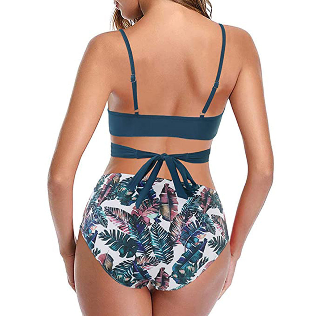 Kvinnor Sexig Soild Print Bikini Set Push Up Badkläder