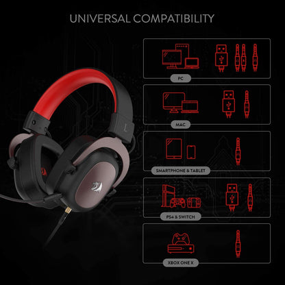 Redragon H510 huvudmonterade 7.1-kanals speldatorspelheadset äter kycklinghörlurar för att lyssna på ljudpositionen