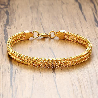 Vnox Vintage Cool Double Curb Chain Bracelets For Men Stain