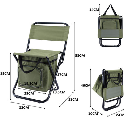 Chaise de pêche pliante, sac à dos isolant avec sac isotherme, chaise de plage pliante Portable, siège de Camping, tabouret pliant