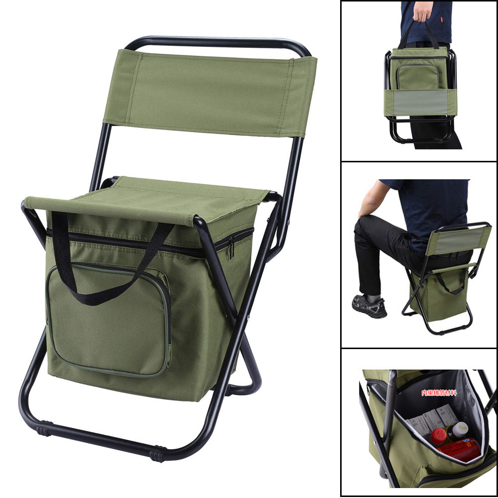 Chaise de pêche pliante, sac à dos isolant avec sac isotherme, chaise de plage pliante Portable, siège de Camping, tabouret pliant