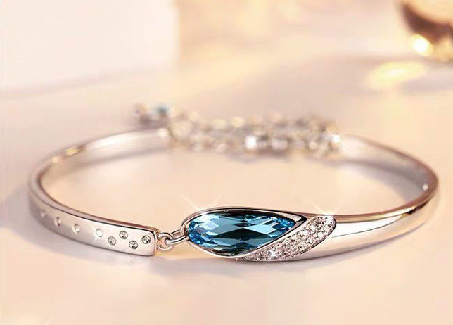 Bijoux à la mode pour femmes, haute qualité, cristal bleu, zircon, rétro, simple, nouvelle collection