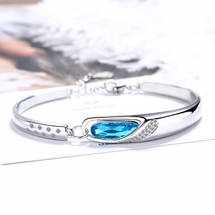 Bijoux à la mode pour femmes, haute qualité, cristal bleu, zircon, rétro, simple, nouvelle collection