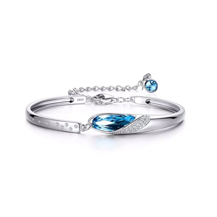 Bijoux à la mode pour femmes, haute qualité, cristal bleu, zircon, rétro, simple, nouvelle collection