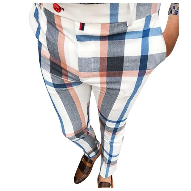 New Mens Fashion Plaid Pants Men Streetwear Hip Hop Pants