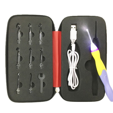 Rechargeable Light Crochet Hooks With Interchangeable Heads Knitting Needle Set