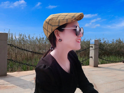 Peaked Cap Forward Cap Plaid Baseball Cap Visor Beret Sun Hat