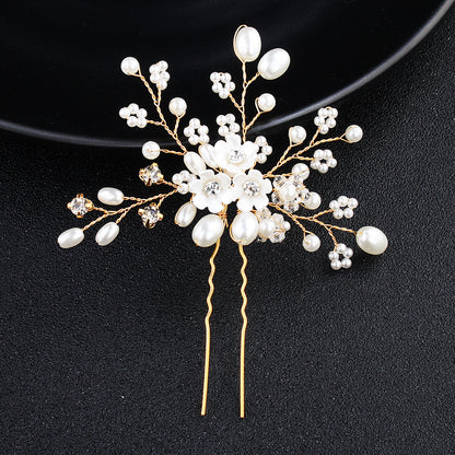 Bröllop smycken Enkel Ny brud Huvudstäder Pearl Strass Harpin Pin Bröllop smycken tillbehör