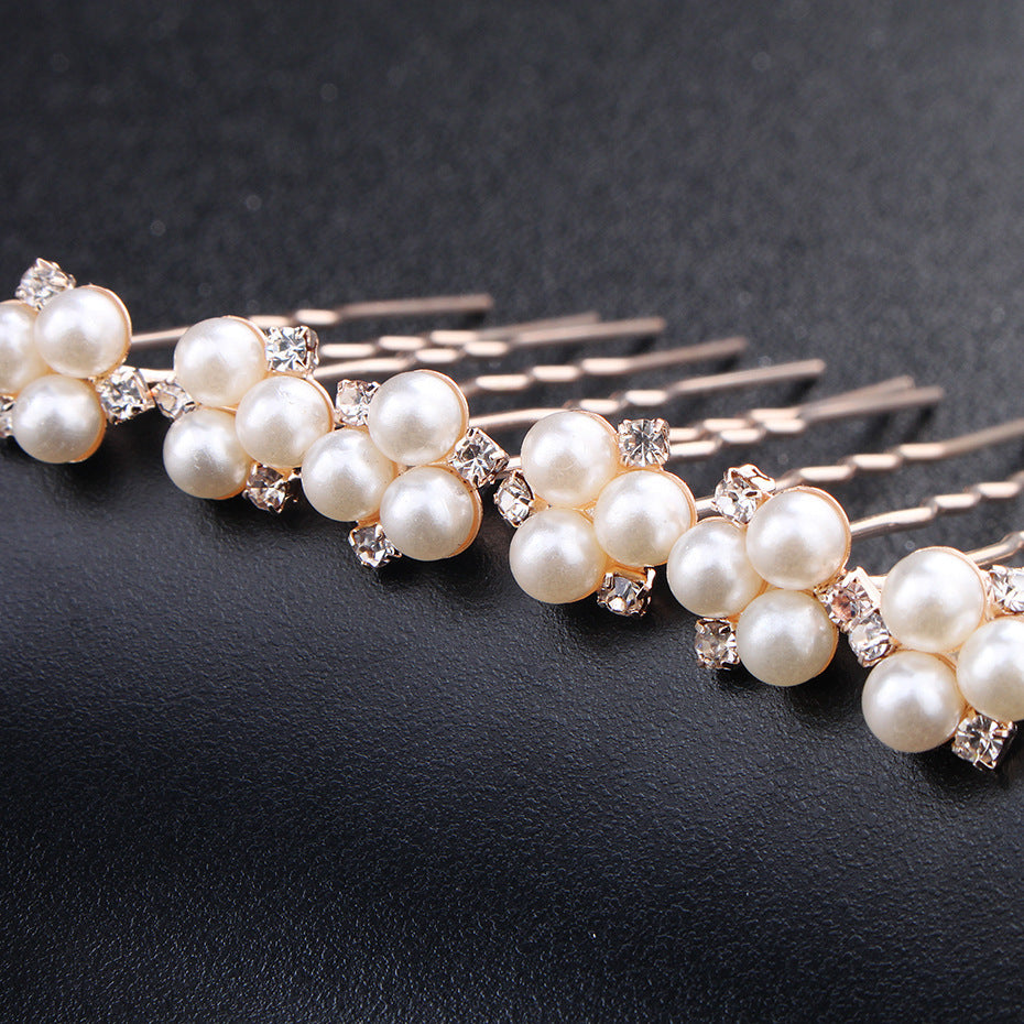 Bröllop smycken Enkel Ny brud Huvudstäder Pearl Strass Harpin Pin Bröllop smycken tillbehör