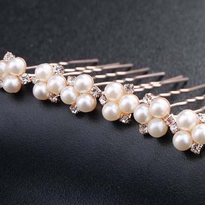 Bröllop smycken Enkel Ny brud Huvudstäder Pearl Strass Harpin Pin Bröllop smycken tillbehör