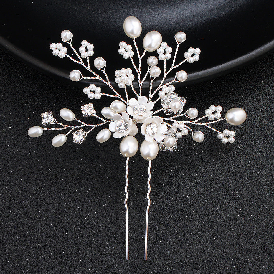 Bröllop smycken Enkel Ny brud Huvudstäder Pearl Strass Harpin Pin Bröllop smycken tillbehör