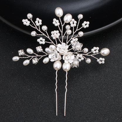Bröllop smycken Enkel Ny brud Huvudstäder Pearl Strass Harpin Pin Bröllop smycken tillbehör