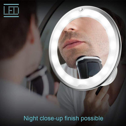 Miroir de maquillage éclairé par LED lumineuse, pivotant à 360°, grossissant 10x