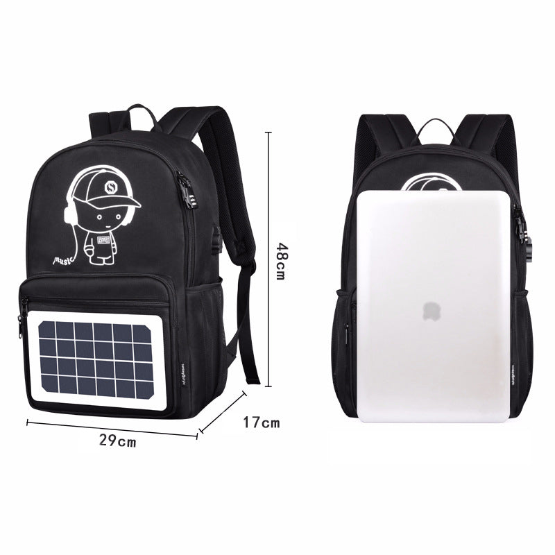 Sac à dos de mode sac à dos de charge à énergie solaire étanche Oxford grand sac à dos d'école pour adolescents cartable tendance