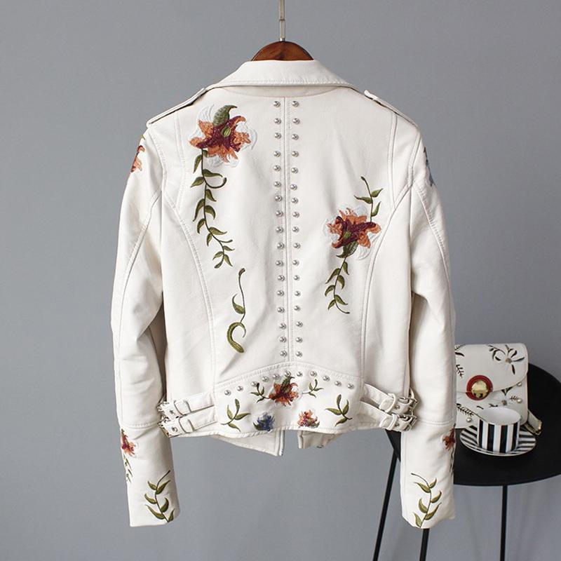 Punk Faux Leather White Jacket Women