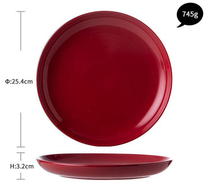 Luxury Red Glaze Ceramic Dinner Sets Kitchen Utensils Porcelain Salad Serving Plate Dish Bowl Restaurant Dining Table Home Decor