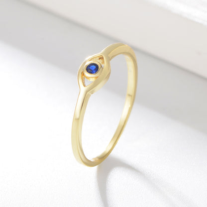 925 Sterling Silver 18K guldpläterad Evil Eye Utsökt Ring för kvinnor Zirkonringar Smycken Bröllopsförlovningsanillos