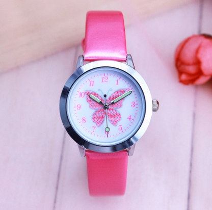 Children's Watches Kids Quartz Watch Student Girls Quartz-watch Cute Colorful Butterfly Dial Waterproof Watch