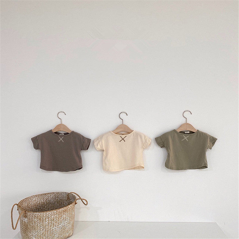 Vêtements d'été pour bébés et enfants, T-shirt Simple à manches courtes