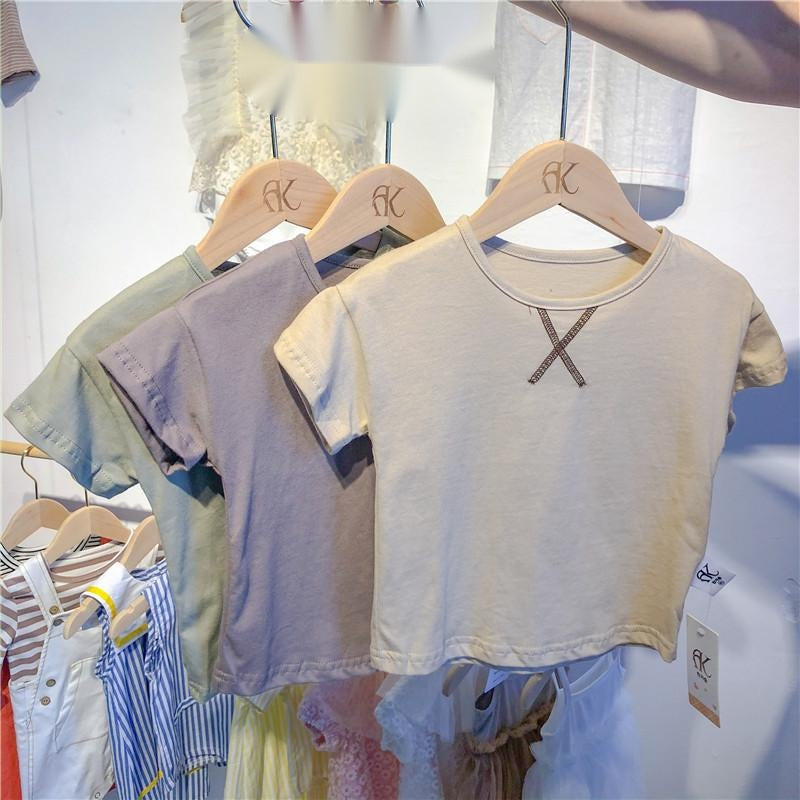 Vêtements d'été pour bébés et enfants, T-shirt Simple à manches courtes