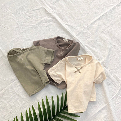 Vêtements d'été pour bébés et enfants, T-shirt Simple à manches courtes