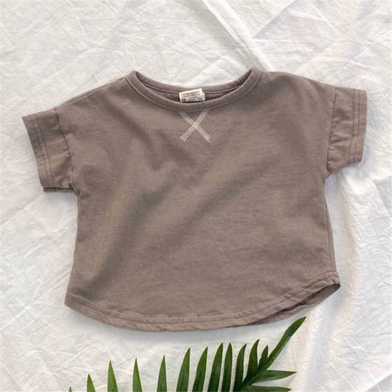 Sommar Baby Barnkläder Enkel kortärmad T-shirt