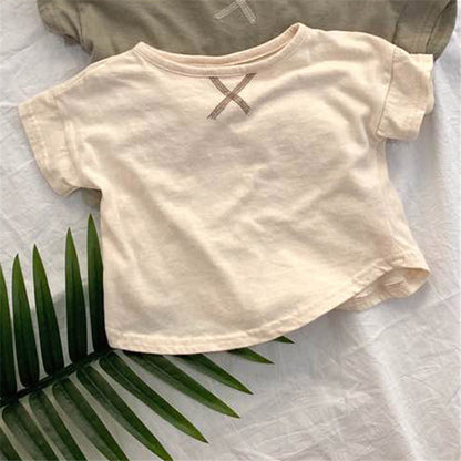 Sommar Baby Barnkläder Enkel kortärmad T-shirt