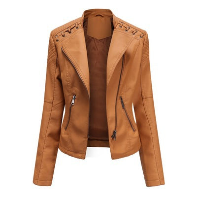 Women's Leather Jackets Women's Short Jackets Slim Thin Leather Jackets Ladies Motorcycle Suits