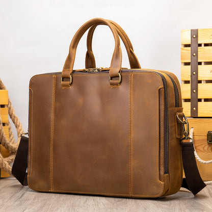 MVA Briefcase, Leather Men's Business Handbag, First Layer Leather Laptop Business Bag, Spot Wholesale