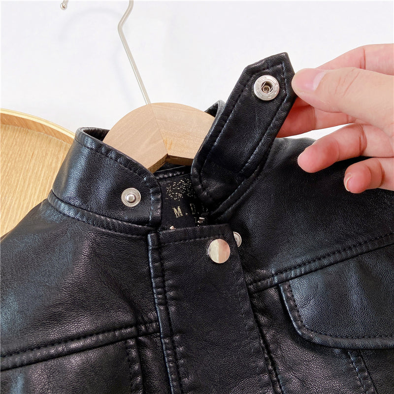 Girls And Boys Handsome Leisure Motorcycle Leather Jackets