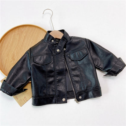 Girls And Boys Handsome Leisure Motorcycle Leather Jackets