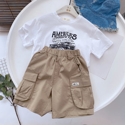 Magic West Children"s Summer New Thin Cotton Tooling Shorts Boys" Korean Cool Loose Baby Pants