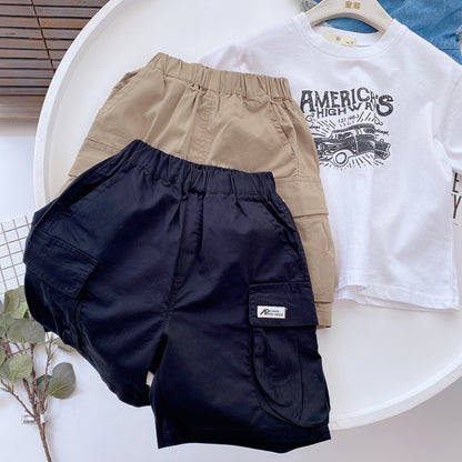 Magic West Children's Summer New Thin Cotton Tooling Shorts Boys" Koreanska Cool Loose Baby Byxor