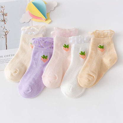 Mesh Boneless Suture Cartoon Boys And Girls Socks Thin Baby Socks