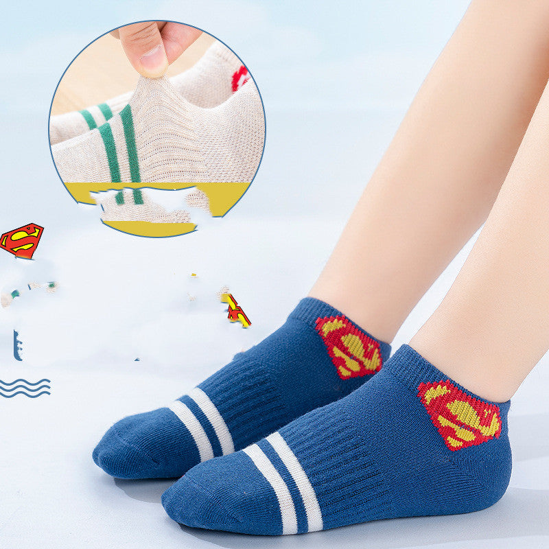 Mesh Boneless Suture Cartoon Boys And Girls Socks Thin Baby Socks