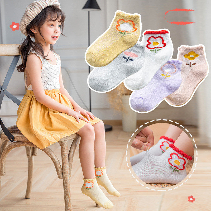 Mesh Boneless Suture Cartoon Boys And Girls Socks Thin Baby Socks