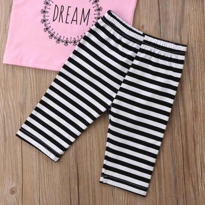 Enfant en bas âge enfants bébé fille 1T-6T haut à capuche pantalon rayé Leggings bandeau tenue vêtements