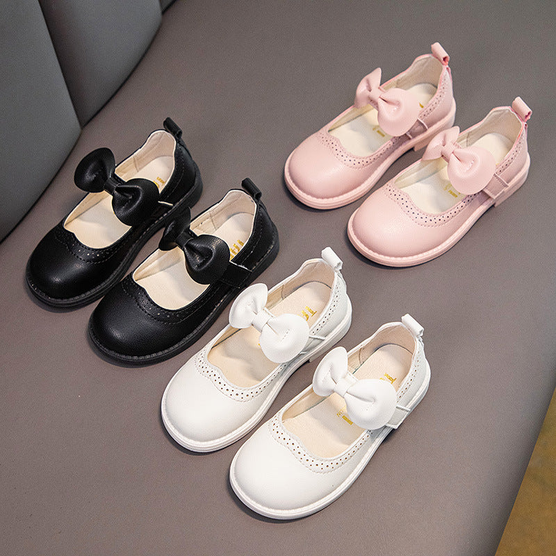 Spring And Autumn New Girls Princess Shoes Soft Sole Children Peas Shoes Foreign Students Small Leather Shoes Middle And Small Children Korean