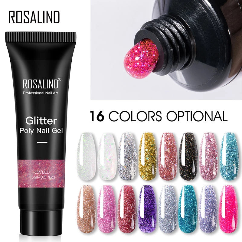 Extension de Gel pour ongles en Poly, 15ml, vernis à paillettes, tout pour manucure, Gel de construction, Semi-Permanent, à tremper, pour Nail Art