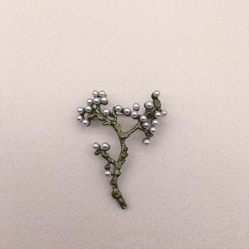 Petite broche de feuille de perle fraîche d'art vert d'avocat