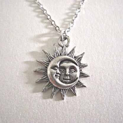 Collier pendentif soleil lune pour femme, ras du cou, bijoux cadeau