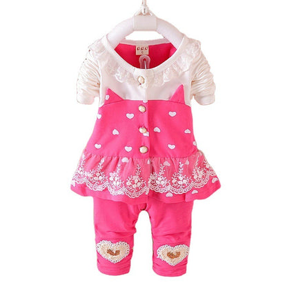 Spring New Girl Suit Fashion Children's Hakama Suit Cartoon Long-sleeved Children's Clothing