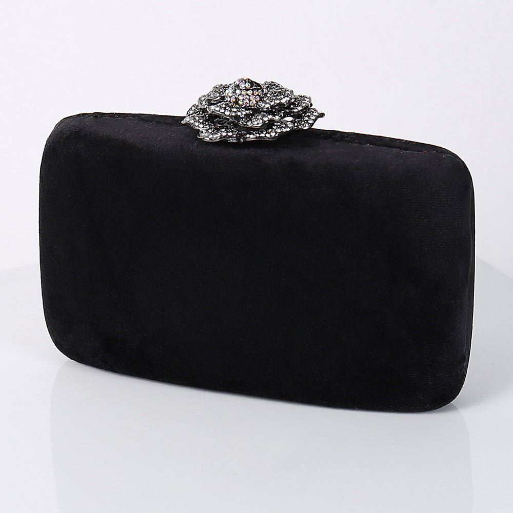 New Diamond Decoration Evening Bag PU Flannel Clutch Bag Chain Satchel Banquet Dress Bag Party Evening Gift Bag Evening Bag