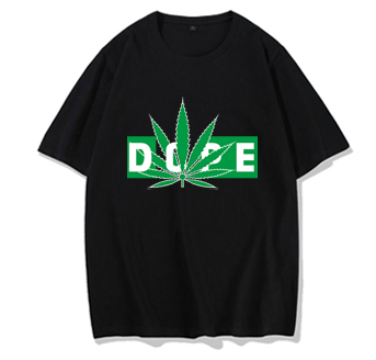 Hemp Leaf Dope Weed New Rap Trend Hip Hop T-shirt Men\'s Short Sleeve Cotton Men\'s Half Sleeve T-shirt