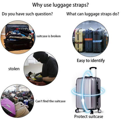 7 Colors Adjustable Nylon Lock Travel Luggage Straps Belt Protective Travel Accessories Suitcase Packing Belt