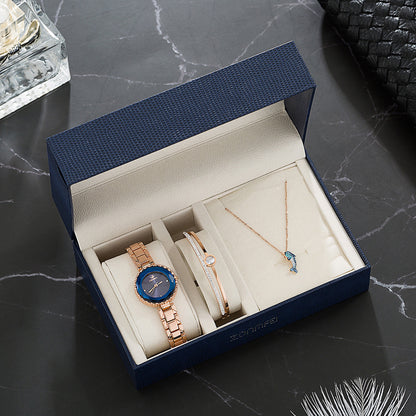 Ensemble de montres pour femmes, Bracelet de luxe, collier, cadeau pour petite amie