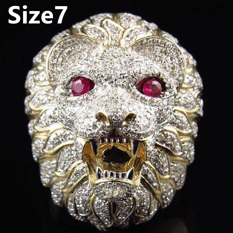 Milangirl New Creative Lion Head Punk Luxury Rings For Men Party Club Fashion Gothic Championship Rings Jewelry