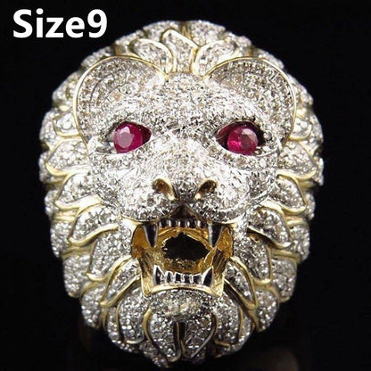 Milangirl New Creative Lion Head Punk Luxury Rings For Men Party Club Fashion Gothic Championship Rings Jewelry